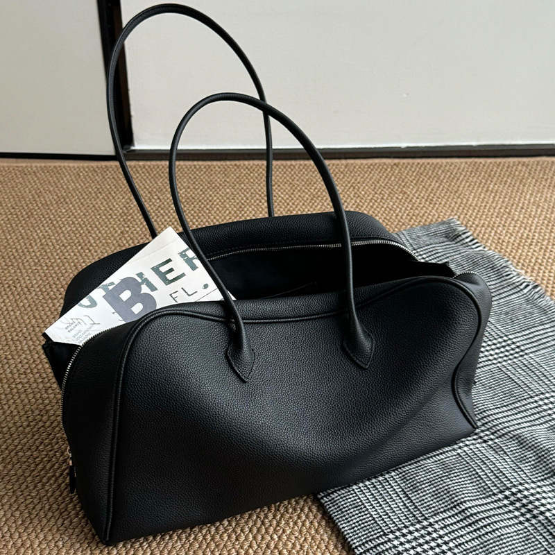 Women Bags 2026 Trends - Zwarte zachte leren Boston Tote Bag